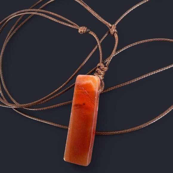Carnelian Agate Stone Pendant Necklace - Picture 4 of 6
